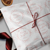 Papier Cadeau Nom blanc et rouge tiré à la main Noël lunaire