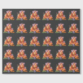 Papier Cadeau Nom Citrouille Orange Violet Épouvantable Hallowee (Plat)