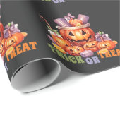Papier Cadeau Nom Citrouille Orange Violet Épouvantable Hallowee (Coin rond)