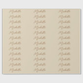 Papier Cadeau Nom classique beige écrit à la main professionnel (Plat)