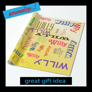 Papier Cadeau Nom Collage Incroyable Jaune Terrible