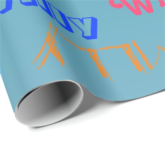 Papier Cadeau Nom Collage 🎁 mot Extraordinaire Cloud Fun Fab Bl (Coin rond)