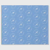 Papier Cadeau Nom customisé Avion Enfants Joyeux Anniversaire bl (Plat)