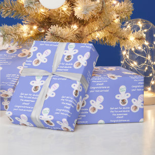 Papier Cadeau Nom customisé Texte et Photo Twin Baby Pacifiers