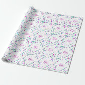 Papier Cadeau Nom d'arbre de cerisier vert rose boho rétro rusti (Déroulé)