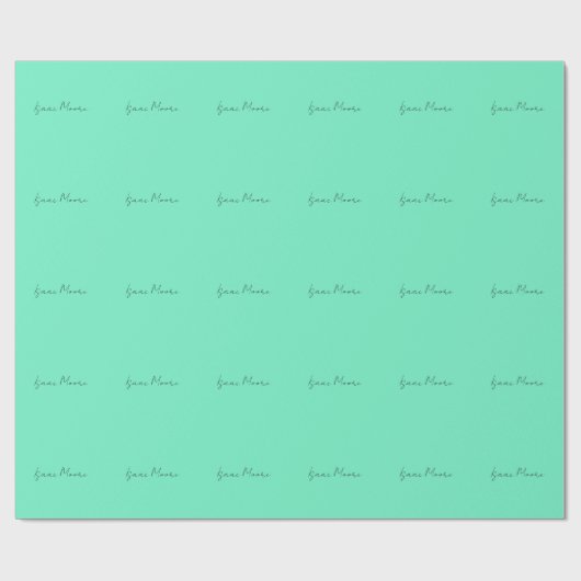 Papier Cadeau Nom de calligraphie de script bleu vert élégant (Plat)