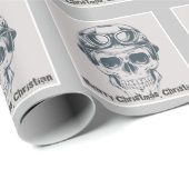 Papier Cadeau Nom de crâne cool Noël joyeux (Coin rond)