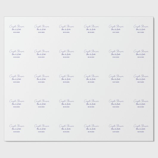 Papier Cadeau nom de date de douche de couple violet tendance si (Plat)