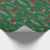 Papier Cadeau Nom de famille classique Script de cône de pin de  (Coin)