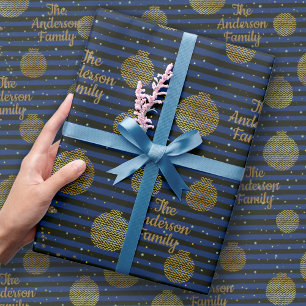 Papier Cadeau Nom de famille Marine contemporaine Noir Noir Noë