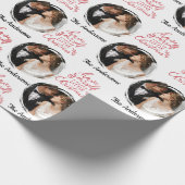 Papier Cadeau Nom de famille moderne et photo Mariage Noël (Coin)