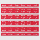 Papier Cadeau Nom de famille Noël Rouge Script Joyeux Clair (Plat)