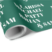 Papier Cadeau Nom de famille Typographie vert (Coin rond)