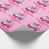 Papier Cadeau Nom de joyeux anniversaire de patin de rouleau (Coin)