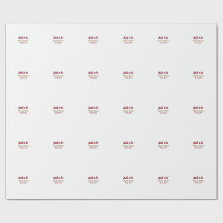 Papier Cadeau Nom de la future mariée date marron doré fête de m