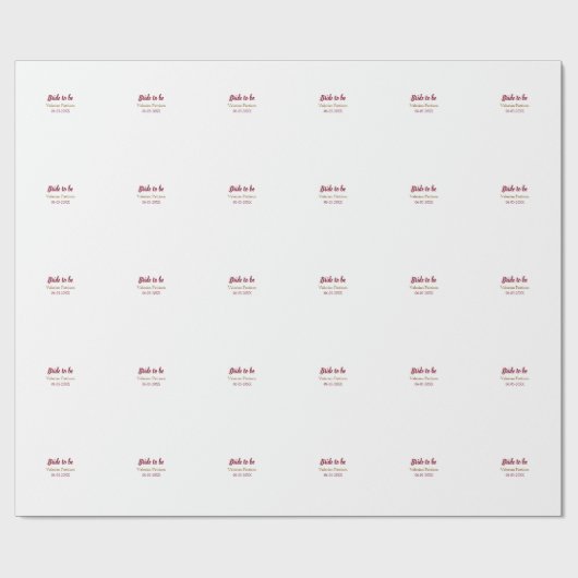 Papier Cadeau Nom de la future mariée date marron doré fête de m (Plat)