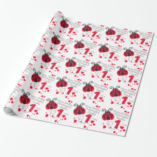 Papier Cadeau Nom de la petite fille ladybug 1er anniversaire en