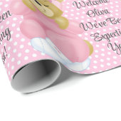 Papier Cadeau Nom de la petite fille Personnaliser le texte plut (Coin rond)