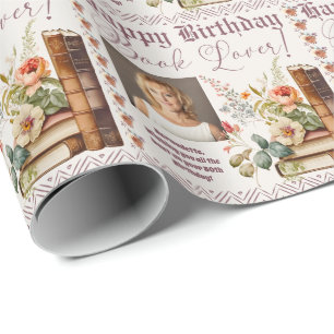 Papier Cadeau Nom de la photo Âge Texte Amateur de livres Style