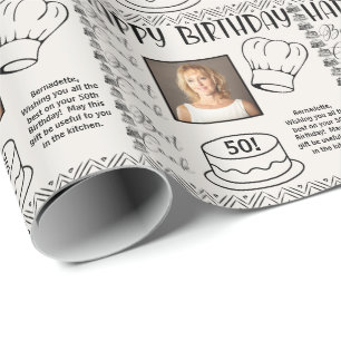 Papier Cadeau Nom de la photo Age Texte Meilleur Cook Anniversai