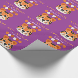 Papier Cadeau Nom de l'Anniversaire de enfant violet du visage d