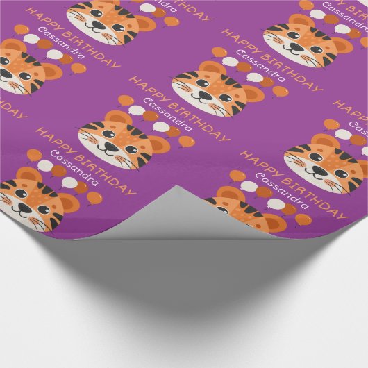Papier Cadeau Nom de l'Anniversaire de enfant violet du visage d (Coin)