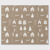 Papier Cadeau Nom de l'enfant Artisanat Brown Noël (Plat)