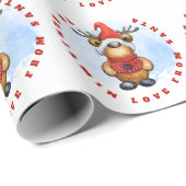 Papier Cadeau Nom De L'Enfant De Père Noël Cute Reindeer Wrapper (Coin rond)