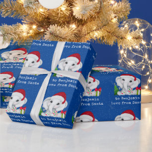 Papier Cadeau Nom de l'enfant Eléphant mignon Amour de Noël Père