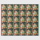 Papier Cadeau Nom de l'enfant Père Noël Cadeau de Noël (Plat)