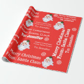 Papier Cadeau Nom de l'enfant Père Noël cadeau rouge Noël (Déroulé)