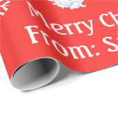 Papier Cadeau Nom de l'enfant Père Noël cadeau rouge Noël (Coin rond)