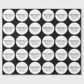 Papier Cadeau Nom de l'entreprise & Slogan/autre texte | Noir &  (Plat)