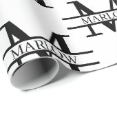 Papier Cadeau Nom de monogramme personnalisé élégant personnalis (Coin rond)