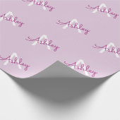 Papier Cadeau Nom de script & monogramme | Magenta & Violet clai (Coin)
