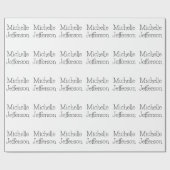 Papier Cadeau Nom de script noir et blanc tendance Chic (Plat)