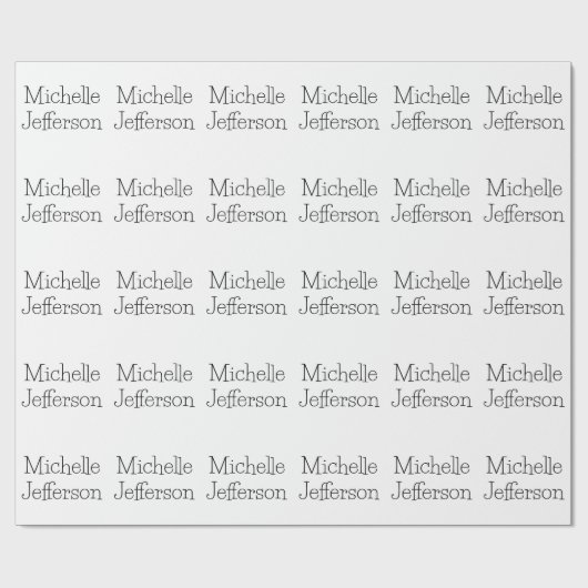 Papier Cadeau Nom de script noir et blanc tendance Chic (Plat)