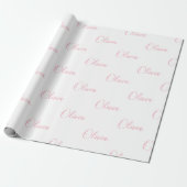Papier Cadeau Nom de script rose élégant féminin  (Déroulé)