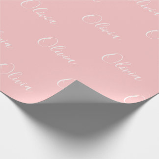 Papier Cadeau Nom de script rose moderne personnalisé