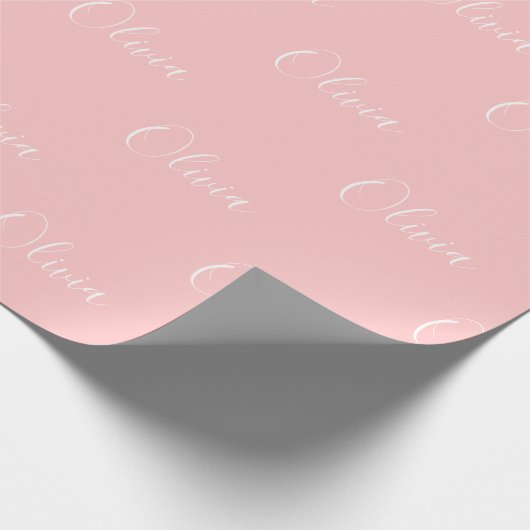 Papier Cadeau Nom de script rose moderne personnalisé (Coin)