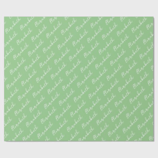 Papier Cadeau Nom de script simple Vert personnalisé (Plat)