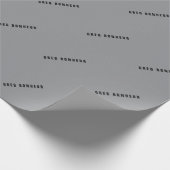 Papier Cadeau Nom de style moderne élégant | Gris et noir (Coin)