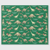 Papier Cadeau Nom des garçons personnalisés Dinosaur Noël (Plat)
