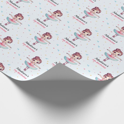 Papier Cadeau Nom du ballet Ballerina personnalisé Anniversaire (Coin)