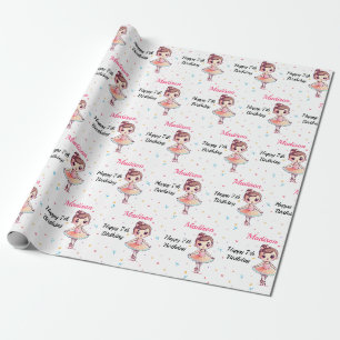 Papier Cadeau Nom du ballet Ballerina personnalisé Anniversaire