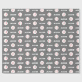 Papier Cadeau Nom du baseball Motif Grey (Plat)