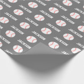 Papier Cadeau Nom du baseball Motif Grey (Coin)