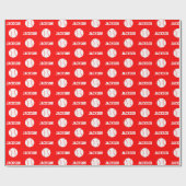 Papier Cadeau Nom du baseball Motif Rouge (Plat)