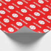 Papier Cadeau Nom du baseball Motif Rouge (Coin)