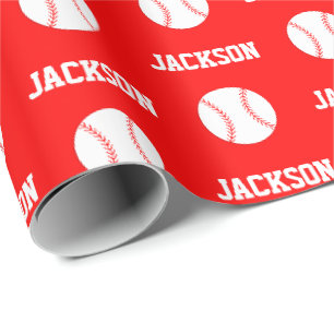 Papier Cadeau Nom du baseball Motif Rouge